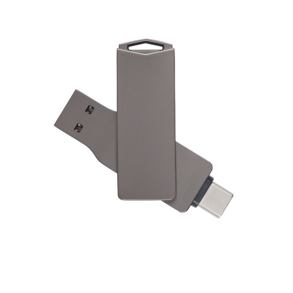 Thumb Drive - 128GB USB and USBC Swivel - Black - with Gift Box