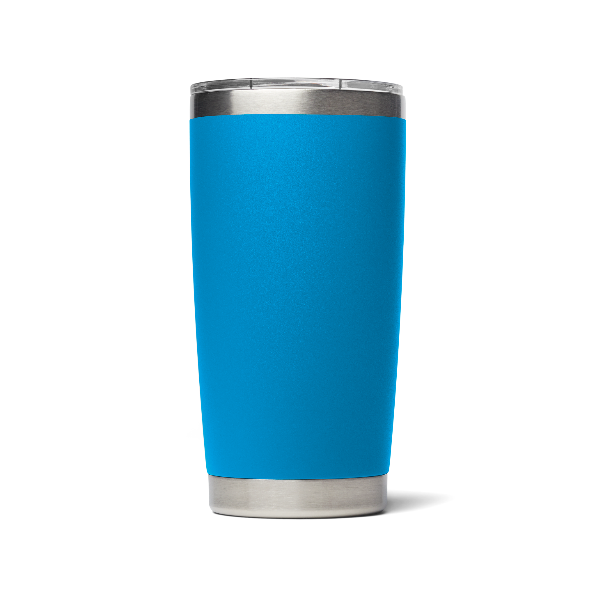 A light blue 20 oz tumbler with magnetic slider lid. Stainless steel.