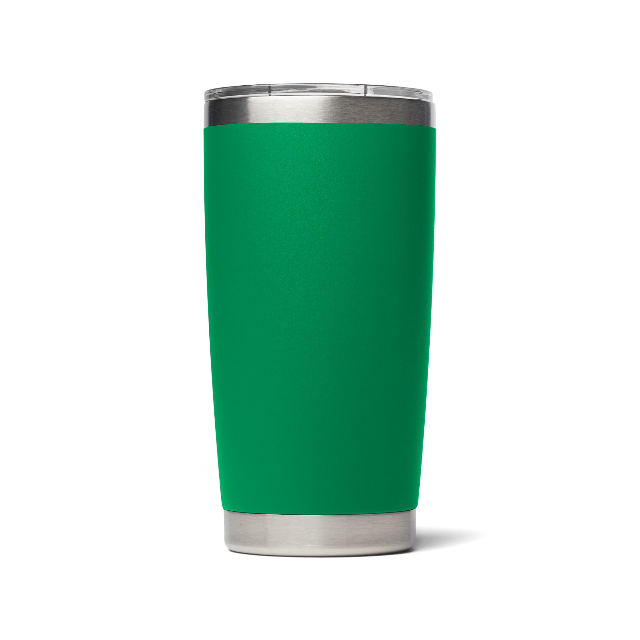 A green 20 oz tumbler with magnetic slider lid. Stainless steel.